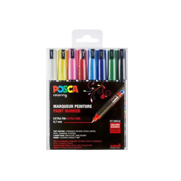 Markörer - POSCA - PC1MR - Extra-Fin Spets - Oföränderlig - Grundfärger