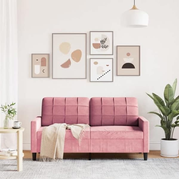 vidaXL Soffa 2-sits Rosa 140 cm Sammet 4007627