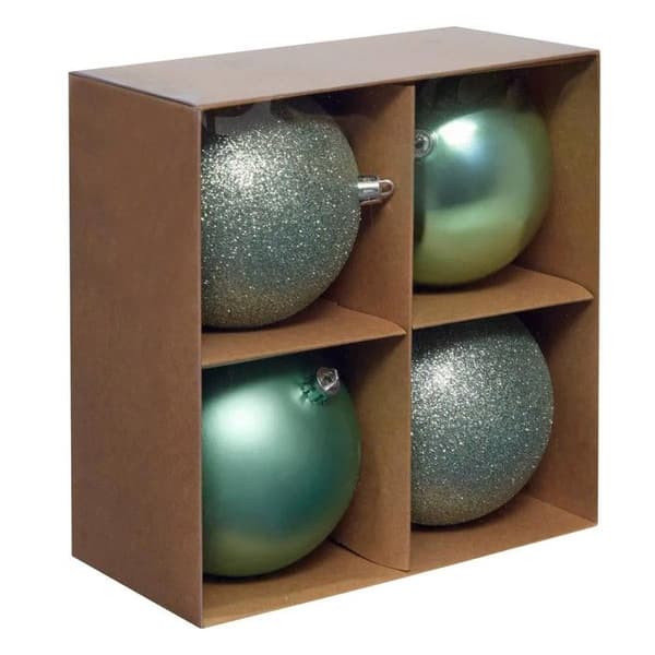 Set med 4 julkulor "Jokli" 10cm Grön Mandel
