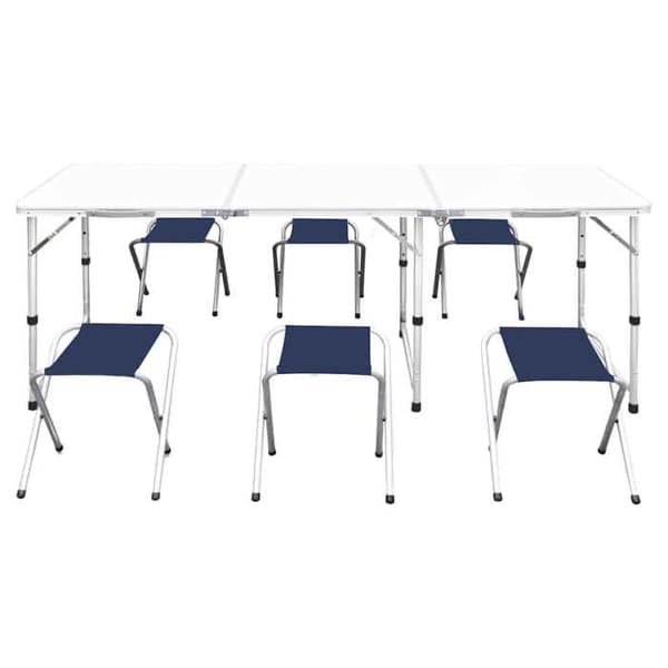 vidaXL Fällbart campingbord Höjdjusterbart med 6 pallar Trädgård 41329