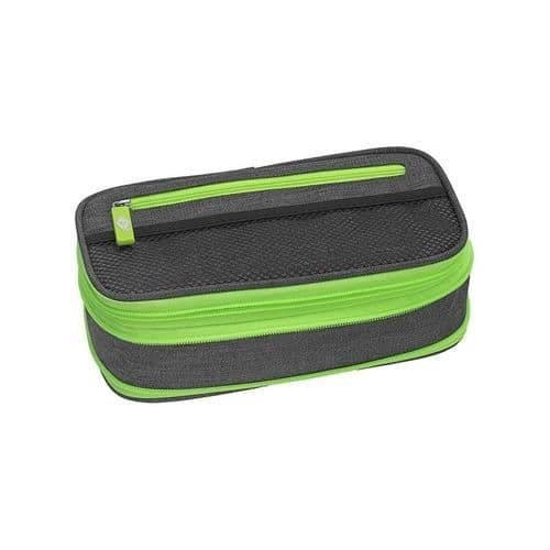 Pennfodral - WEDO - NEON STRETCH - Polyester - Grön, Grå - Dragkedja