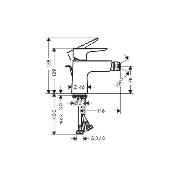 Miscelatore Hansgrohe Talis E bidé Nero ogenomskinlig monocomando con salterello 71720670