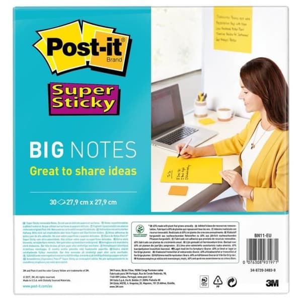POST-IT Super Sticky Maxi Notepad - 27,9 x 27,9 cm - Gul