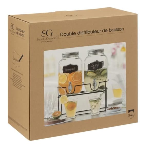 DUBBEL DRYCKSDISPTUR 2X4L MED BASTANDARD Transparent