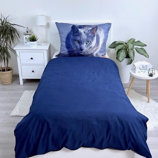 Grå katt påslakanset 140x200 cm