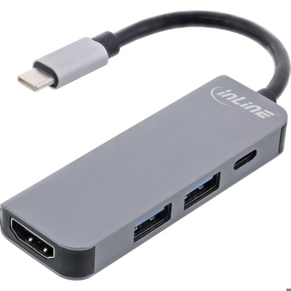 Multifunktionell USB-hub - InLine - USB 3.2 - 1 USB-C-port - 2 USB-A-portar - HDMI