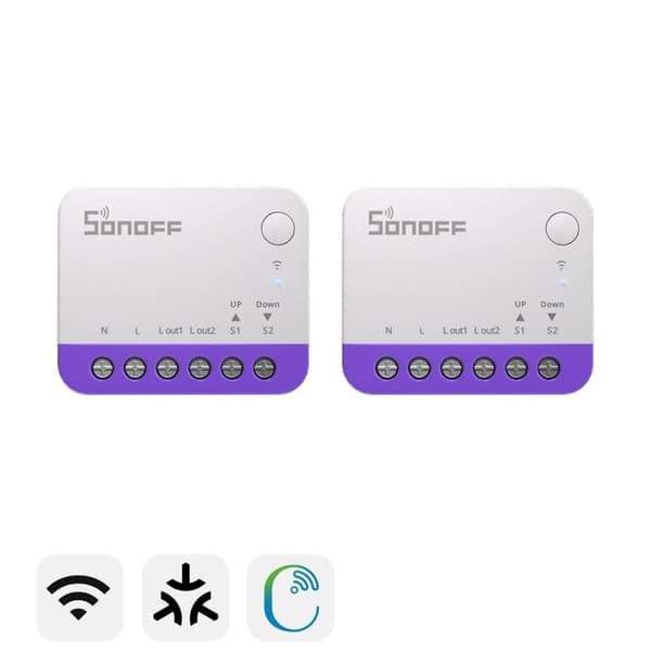 SONOFF Set med 2 Smart Switchar för rullgardiner | MINI-RBS Exakt justering av procentandel Smart Switch