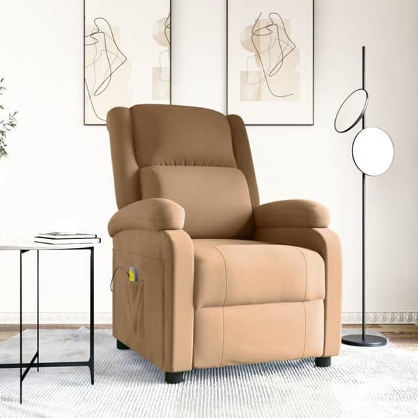 vidaXL Massagefåtölj Brun Sammet 342418
