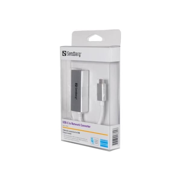 Nätverksadapter - SANDBERG - USB-C - Gigabit Ethernet - 1 Gbps - Trådad - Extern