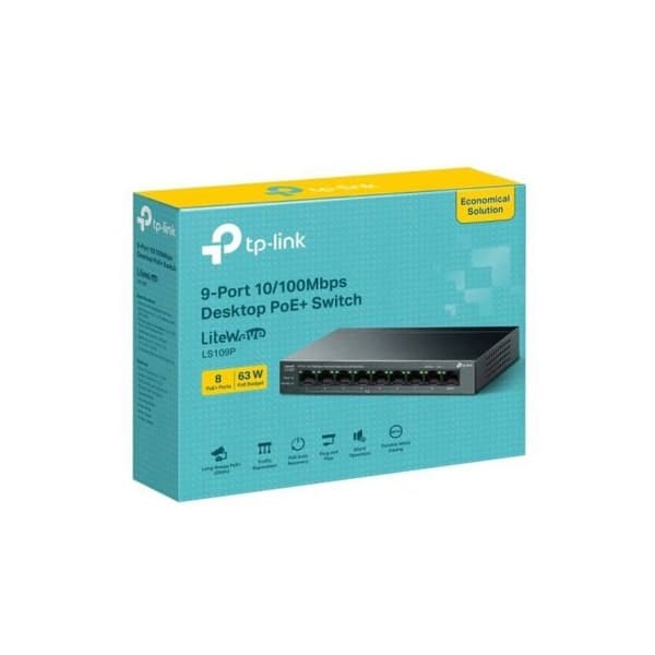 Switch - TP-LINK - LS109P - 8 portar - PoE+ - 10/100Mbps - Skrivbord
