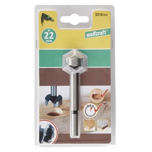 WOLFCRAFT - 1 infälld träfräs PRO L90 Ø22 mm
