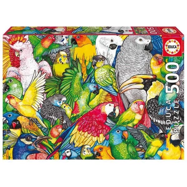 500 bitars pussel - Educa - Papegojor - Djur - Vuxen - Vit