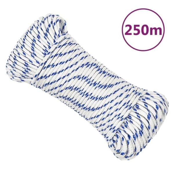 152282 vidaXL Båtrep Vit 5 mm 250 m Polypropen