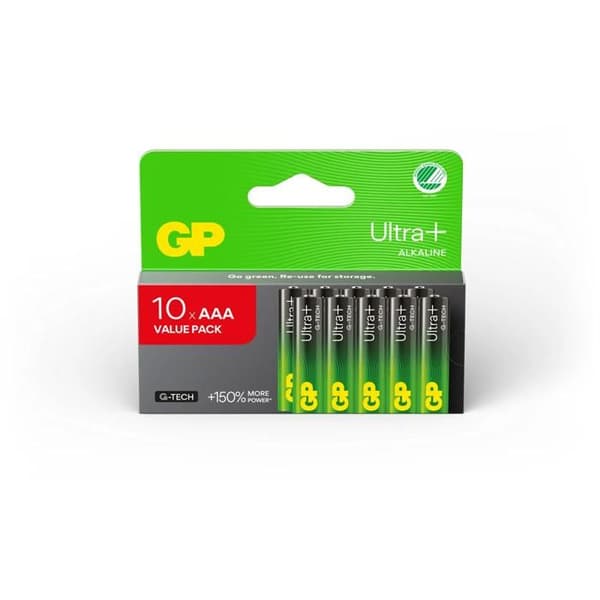 Alkaliska batterier - GP BATTERIES - Ultra Plus - AAA (LR03) - 1,5V - 10-pack