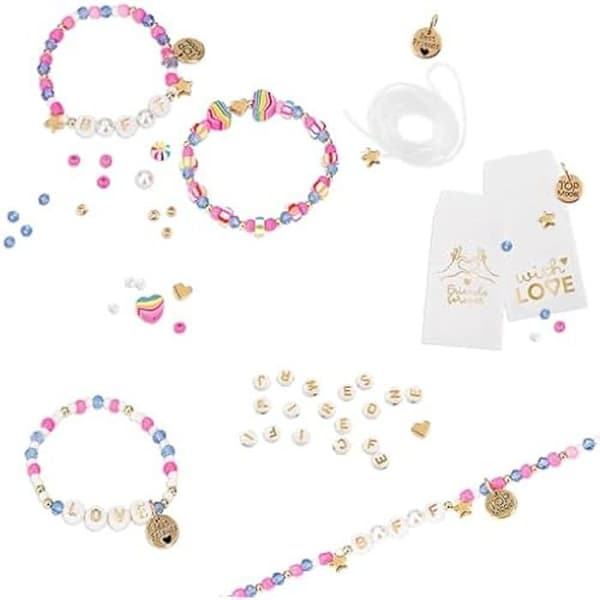 DIY Armbandset - DEPESCHE - TOPModel - Färgade Pärlor - 6 Metallberlocker - 2m Elastik