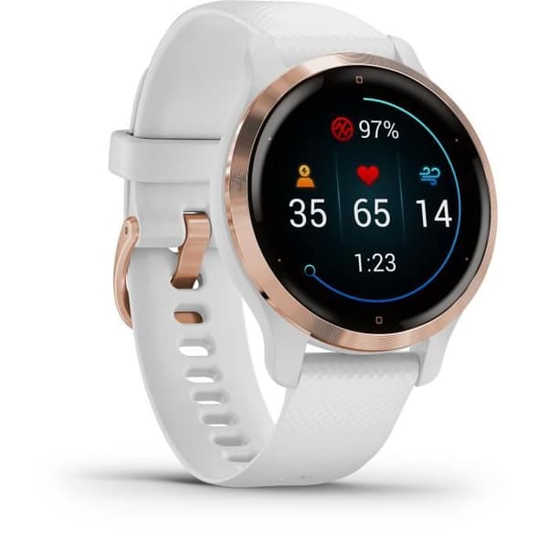 GARMIN Venu 2S - GPS smartwatch - Roséguld - Vit rem