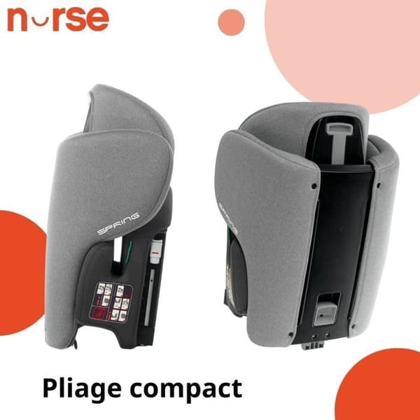 Bilbarnstol Nurse Spring iSize för Barn 4-12 År, Isofix, Fällbar, Nejlbar, Grå
