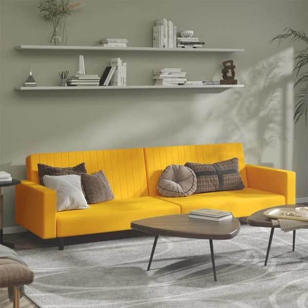 vidaXL 2-sits bäddsoffa sammetsgul 375944