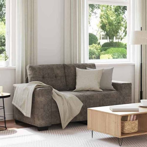 Soffa 2 platser samtida mörkgrå i konstläder – sittdjup 120 cm, kompakt