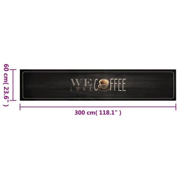Tvättbart köksmatta text Kaffe 60x300 cm sammet