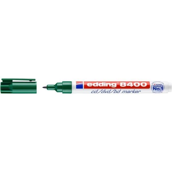 CD/DVD/BD-markör - EDDING - 8400 - 10-pack - Grön - Spets 0,5-1 mm
