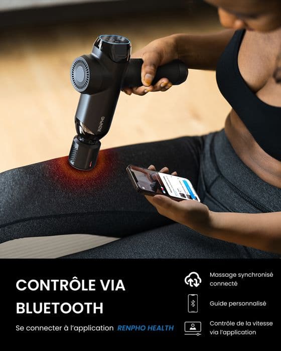 RENPHO - Power+ Thermacool massagepistol - Bluetooth - Svart