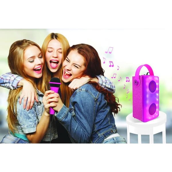 Bluetooth-högtalare med ljus Rosa och mikrofon