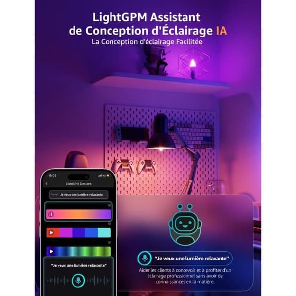 Lepro B1 IA Wifi-ansluten E27-lampa, 4-pack