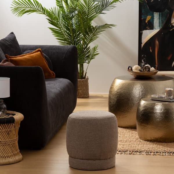 Puff bouclette Amea grå taupe D39cm - Atmosphera Inredningsdesigner