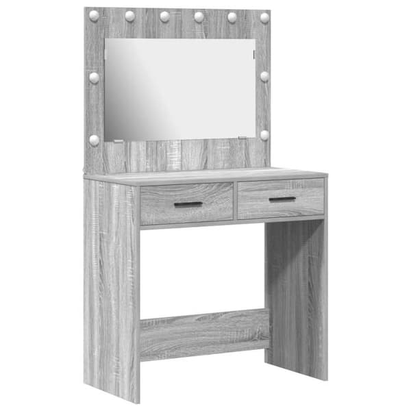 Coiffeuse med LED-belysning Grå Sonoma 78,5x41x135 cm