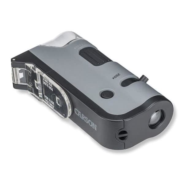Bärbar optisk mikroskop - CARSON - MicroFlip - Förstoring 100-250x - LED-belysning - Smartphone-adapter