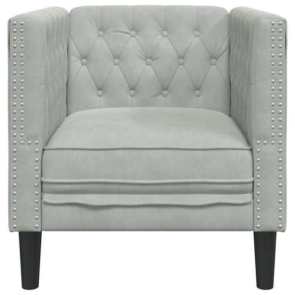 Chesterfieldfåtölj Ljusgrå 71 x 74.5 x 70.5 cm Sammet