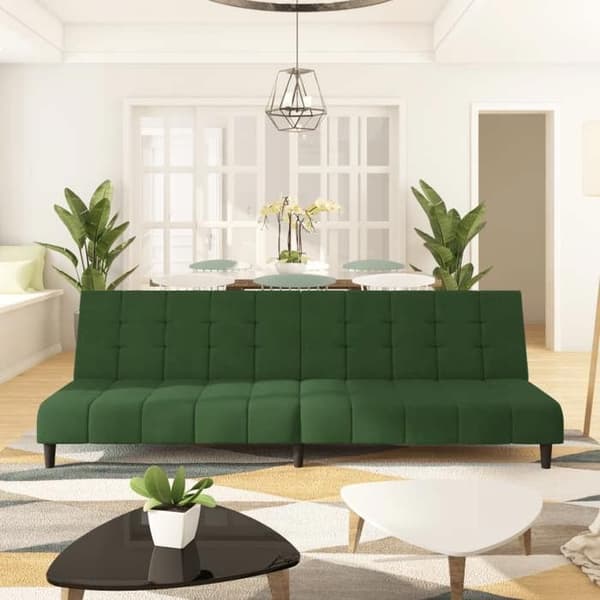 vidaXL 2-sits bäddsoffa Mörkgrön sammet 375765