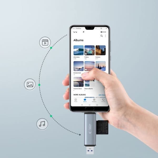 Adapter för SD/Micro SD-kort Tech-Protect för telefoner, surfplattor, USB 3.0