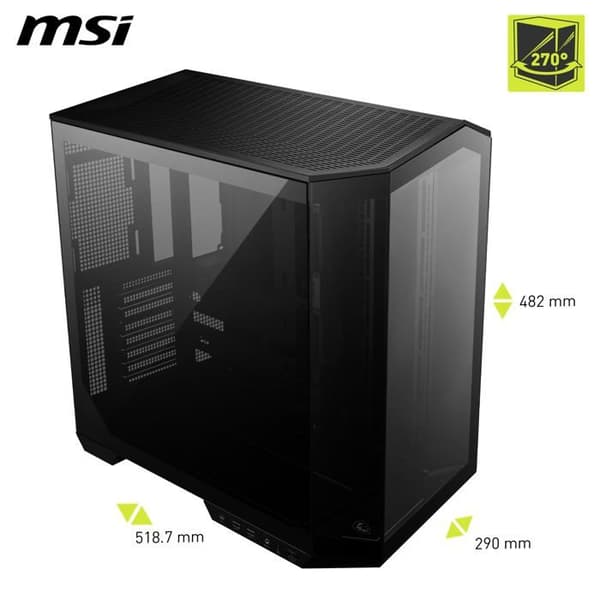 PC-chassi ATX - MSI - MAG PANO 100L PZ - Vertikal installation av grafikkort - GPU-stöd