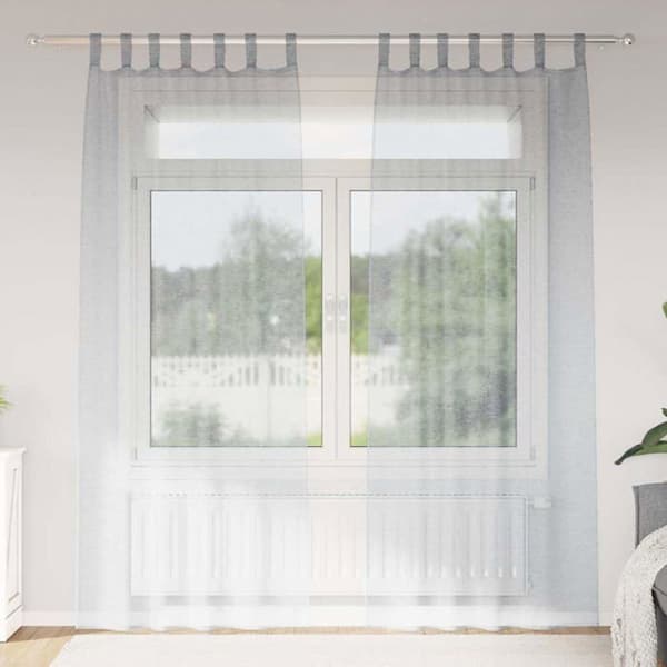Gardiner i voile - vidaXL - Mörkgrå - Polyester - 260x140 cm - 2 stycken - Utvändig montering