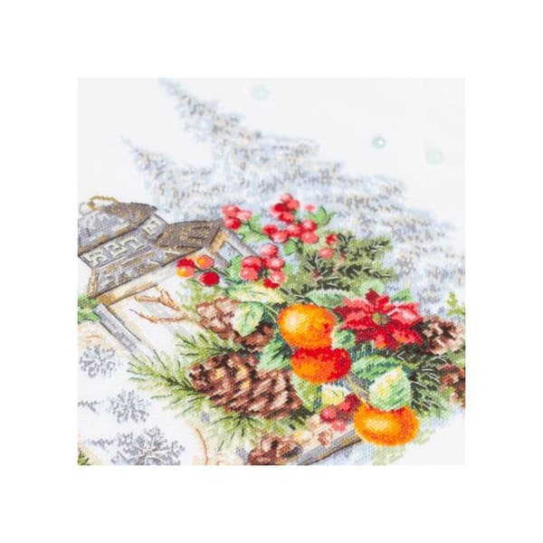Kit för broderi med korsstygn Magic Needle - Vinterdoft 26x26 cm