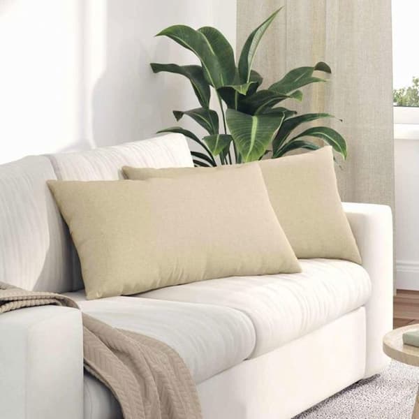 Coussin Vidaxl Soffkuddar 2 st Kräm 80 x 40 cm tyg