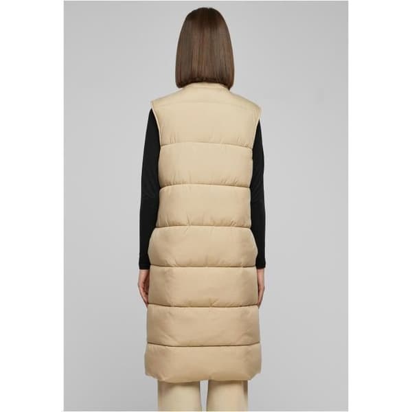 Lång jacka dam - Urban Classics - Lång väst - Beige - Hög krage - Sidofickor
