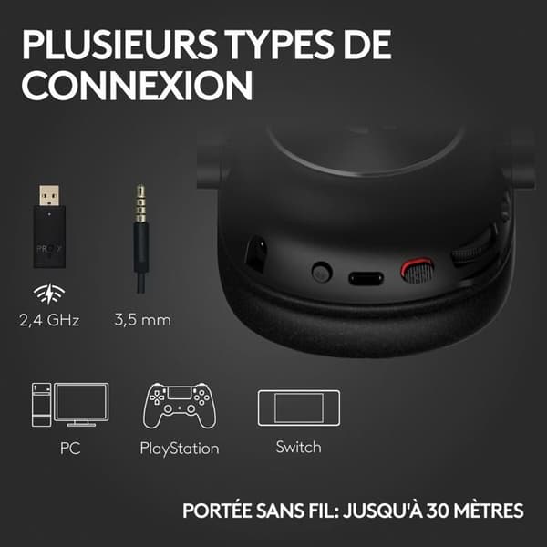 Logitech G PRO X 2 LIGHTSPEED trådlös PC-hörlur + hörlurshållare