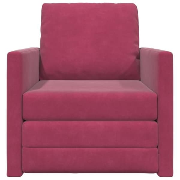Soffa Lit 2 i 1 Röd Vin 74x77x81 cm Sammet