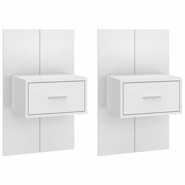 vidaXL Vägghängda Sängbord 2 st Vit 810972