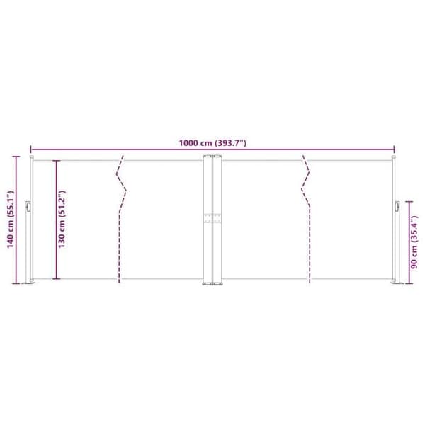vidaXL Infällbar sidomarkis Blå 140 x 1000 cm