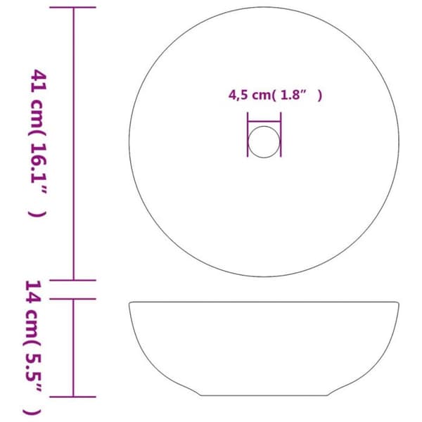 Grå rund handfat Φ41x14 cm keramik