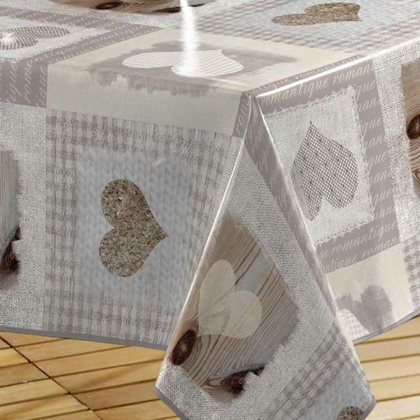 Duk rektangulär 140 x 240 cm pvc tryckt mysig hjärta