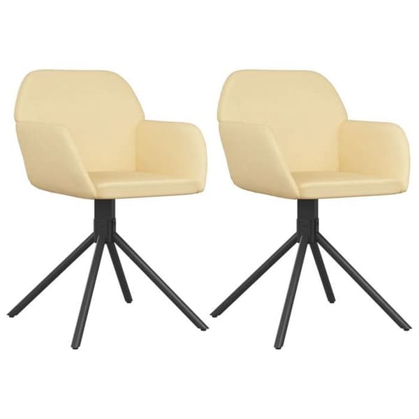 vidaXL Snurrande matstolar set om 2 Creme Sammet 344749