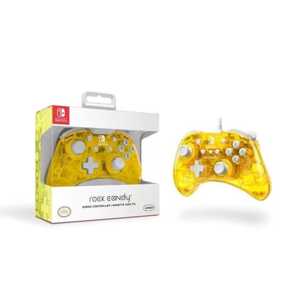 Spelkontroll - Rock Candy - Gul - Trådad - Nintendo Switch - 3m kabel ingår