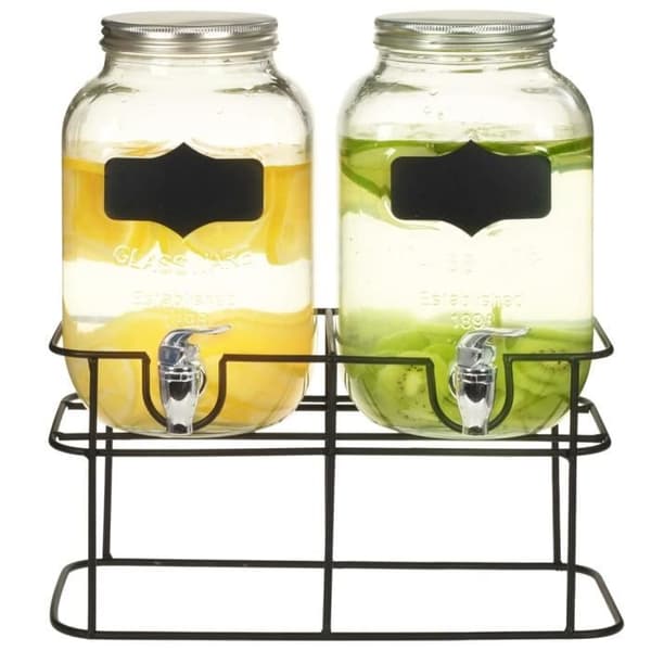 vidaXL 2 st Dryckesdistributörer med stativ 2 x 4 L Glas