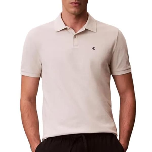 Polo Beige Herr Calvin Klein Jeans Ss Monogram Pique