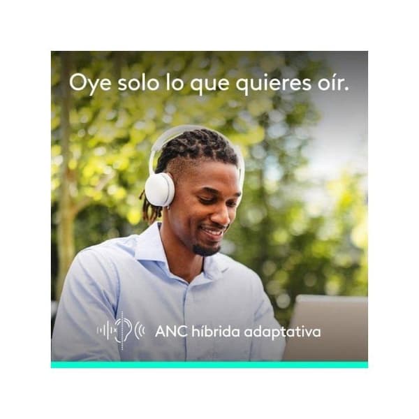 Logitech Zone Wireless 2 trådlösa Bluetooth-hörlurar med råt vit brusreducering